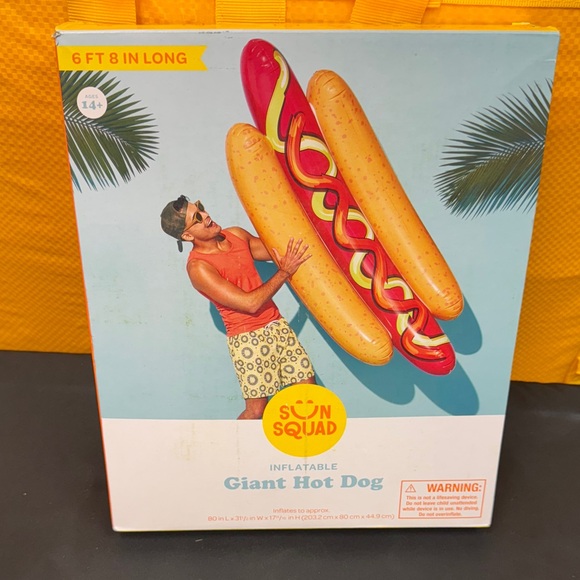 Sun Squad Inflatable Giant Hot Dog includes a repair patch 6 foot 8 inches new - Picture 1 of 4